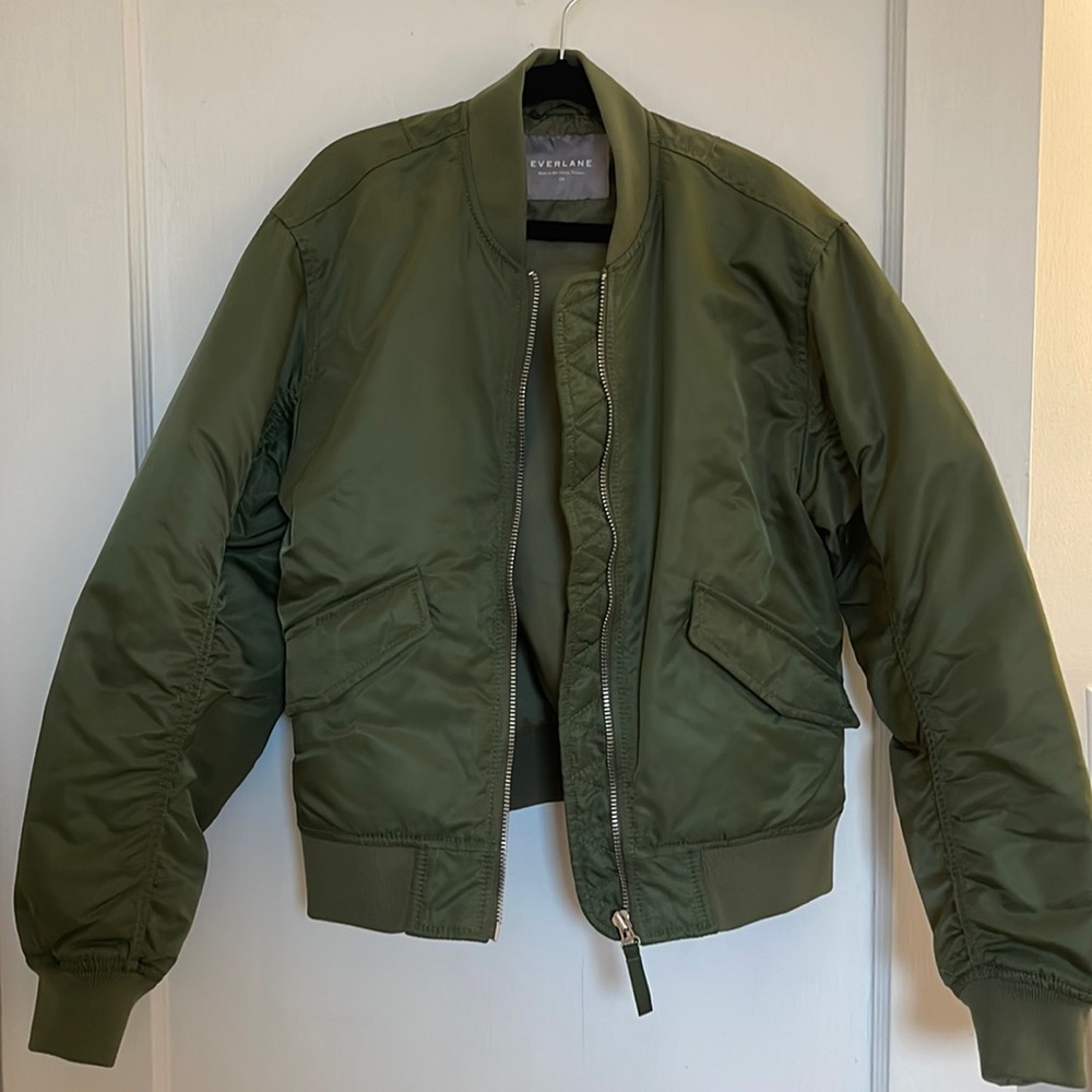 Everlane Olive Green Bomber Jacket vintage look